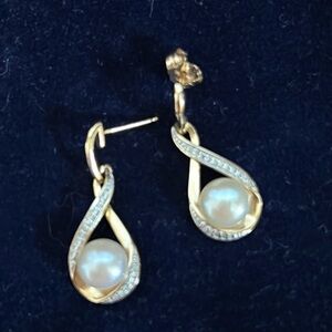 Honora 14KT Gold Freshwater Pearl & Diamond Earrings
